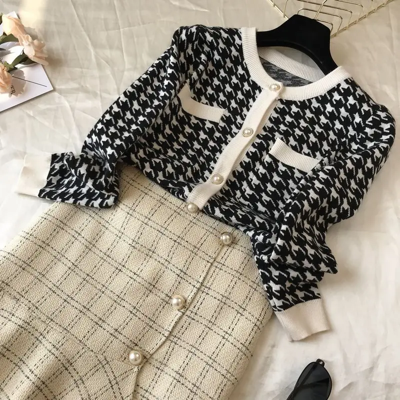 Neploe/осенне-зимняя элегантная юбка с оборками Jupe Femme, облегающая юбка-годе для женщин, небольшой аромат, высокая талия, плед, Faldas Mujer 46545