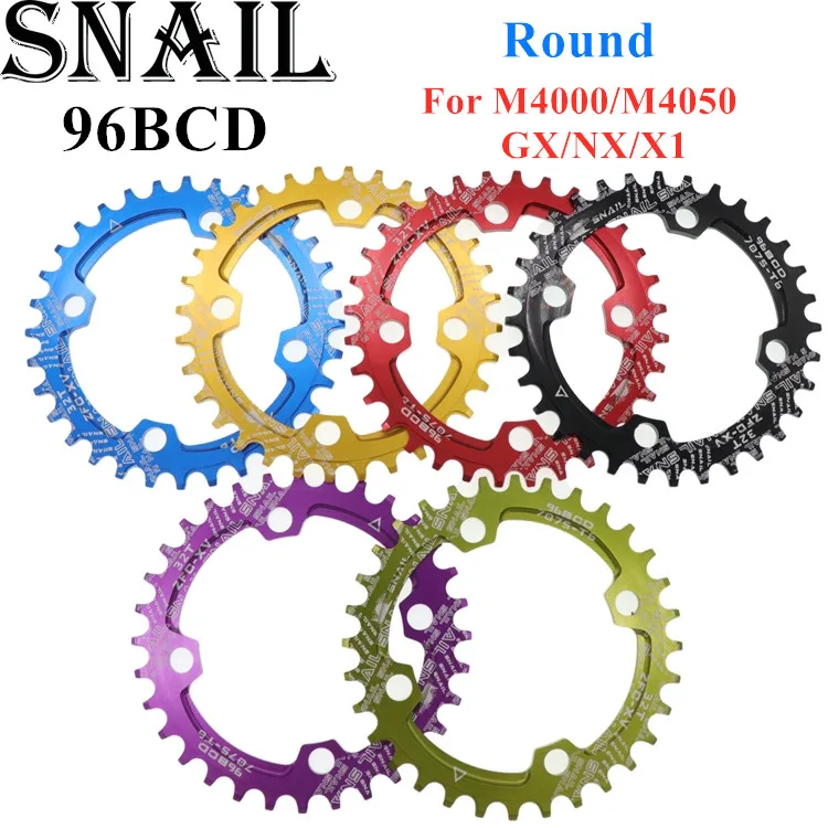 Круглая велосипедная Звездочка Snail 96BCD 32T 34T 36T 38T MTB горная Корона BCD 96 для кривошипа