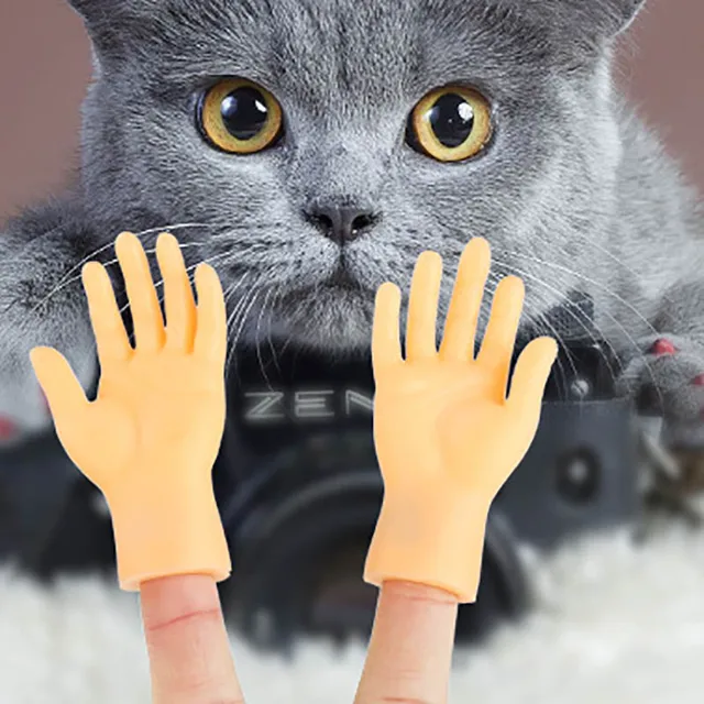 Adult Kid Novelty Toys Funny Mini Hands Creative Finger Fidget Toys Soft Small Hand Tease the Cat Pet Toy Halloween Gift 1