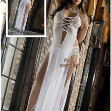 Горячее предложение, Сексуальное Кружевное белое нижнее белье из сетчатой ткани, женское нижнее белье, длинное прозрачное белье+ полупрозрачные Соблазнительные трусики для взрослых W333