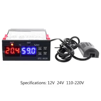 

Digital Temperature & Humidity Controller Thermostat & Humidistat Duble Display AC 110V 220V DC 12V 24V 10A U1JB