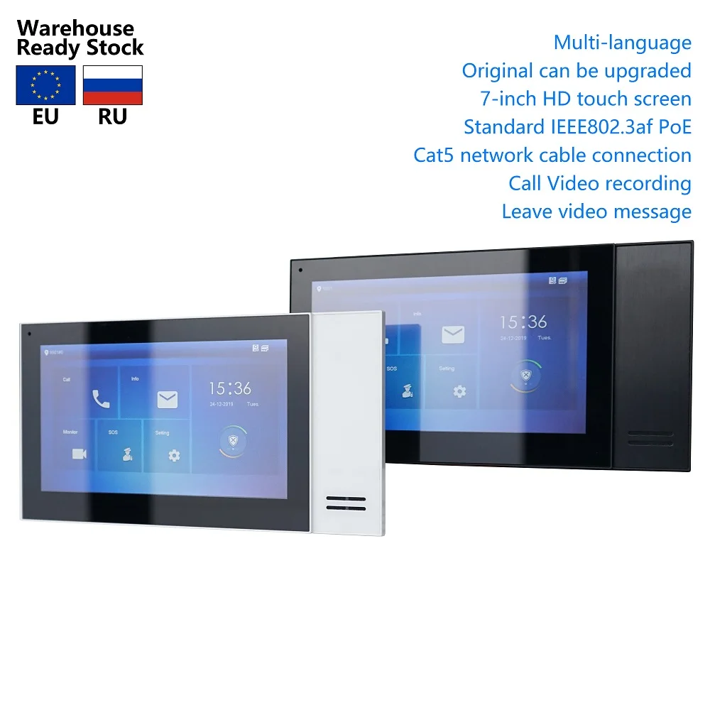 Monitor táctil de 7 pulgadas para interior, VTH2421FW-P multilenguaje DH 802.3af PoE, timbre IP, vídeo intercomunicador, versión SIP