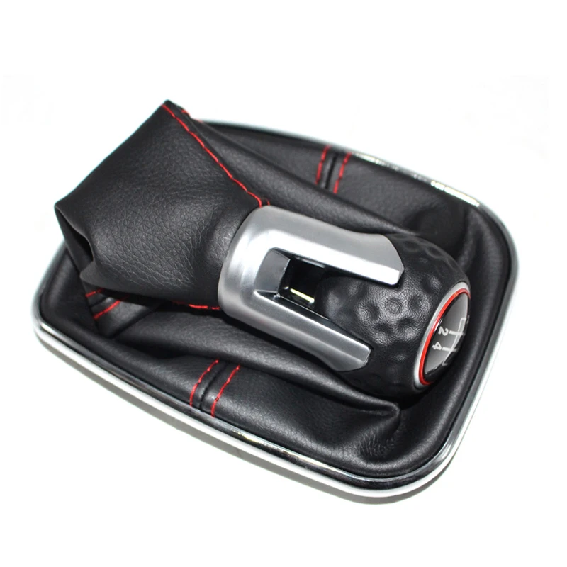 Для VW Bora MK4 Golf 4 1998-2004 ручка переключения рулевого механизма автомобиля с хромированной рамкой черная кожаная красная резьба красная кольцевая крышка 5 скоростей 6 скоростей 12 м
