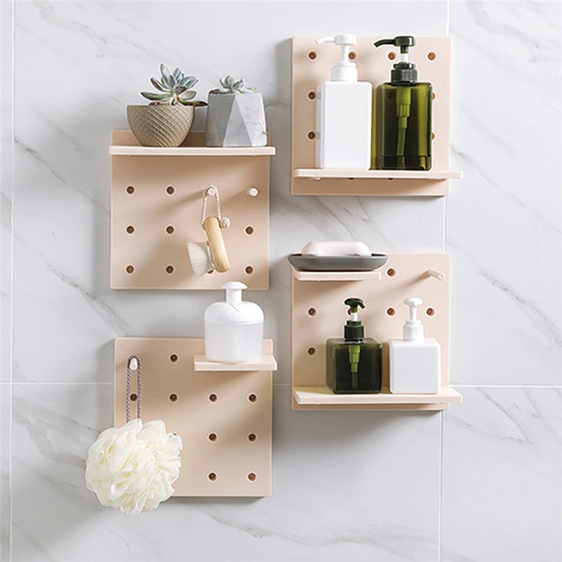 

Creative Home Detachable DIY Decor Storage Rack Hole Plate Wall Storage Rack Living Room Kitchen Suction Wall Organizer Holder