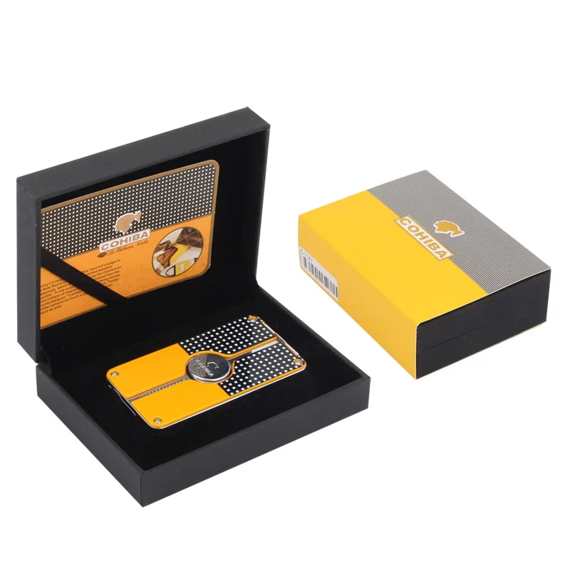 COHIBA Карманная Зажигалка Ветрозащитная металлическая 3 струйный фонарь для сигар газовая зажигалка Встроенная сигарная зажигалка аксессуары для сигар