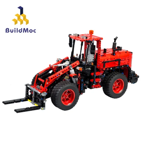

Buildmoc Car Technic 18978 42082 Model C Wheel Loader Forklift Truck Model Building Blocks Boys Birthday Gifts Toys For Children