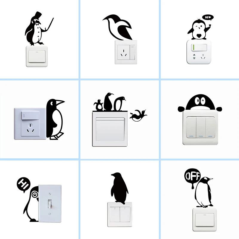 Creative Cute Penguins Switch Sticker Cartoon Animals Wall Stickers For  Kids Rooms Children's Bedroom Living Room Home Decor - Wall Stickers -  AliExpress