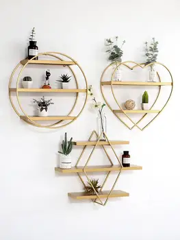 

Wall shelf iron wall hanging bedroom living room sofa back TV background decorative wall shelf