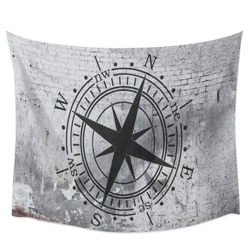 

Compass Pentagram Black Arrow Wall Grey Tapestry Cover Beach Towel Picnic Yoga Mat Home Decoration