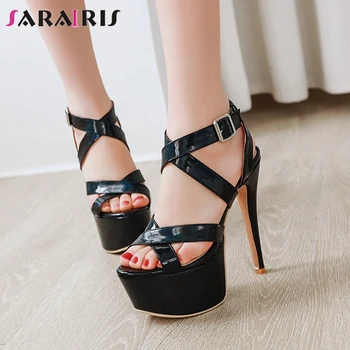 

SARAIRIS 2020 New Ladies Extrem High Heels Sandals Party Sexy High Platform Sandals Women Cool Gladiator Shoes Woman