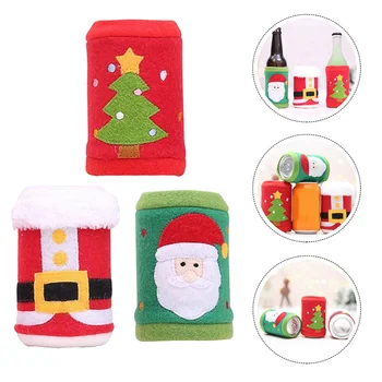 

3Pcs Bottle Covers Nonwoven Cartoon Festive Beer Bottle Bag for Christmas