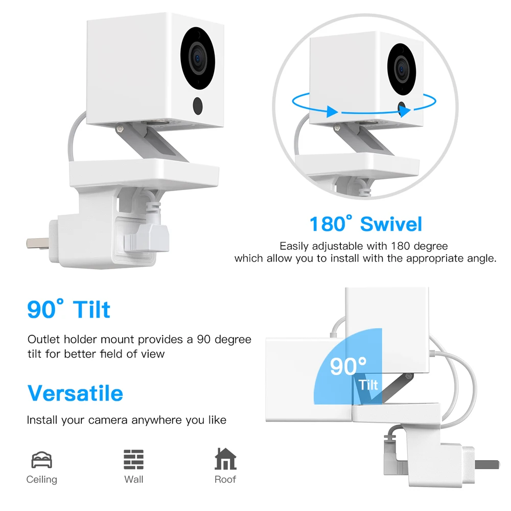 2 шт. Разъем Держатель Кронштейн AC Розетка крепление Настенный умный кабель расположение совместим с Wyze Cam V1/V2