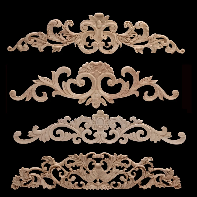 

Exquisite Wood Mouldings Wood Applique Rubber Wood Wood Craft Long Floral Large Cabinet Walls Corner Wood Figurines Unpainted