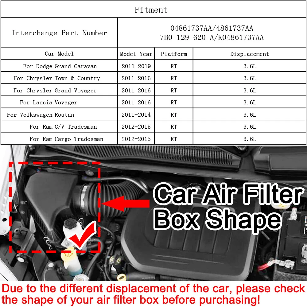 Воздушный фильтр 04861737AA Для Dodge Grand караван RT 2011 2012 2013 2014 2015 2016 2017 2018 2019 3.6L 7B0129620A