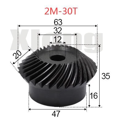 

2pcs 2M-30Teeths Inner Hole: 12mm Precision Spiral Bevel Gear 0.47g