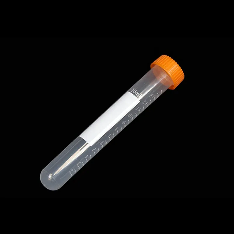 100Pcs/Lot 15ml Clear Plastic centrifuge tube PP Microcentrifuge Round-bottomed with screw cap Plastic Test Sample Vials