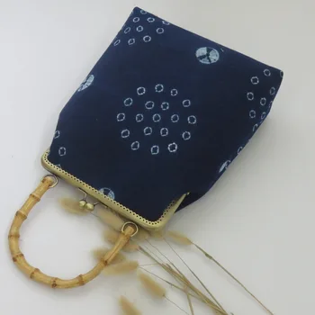 

Crossbody Bag Vintage Han Element Gold Bag Cheongsam Blue Dyed Bag