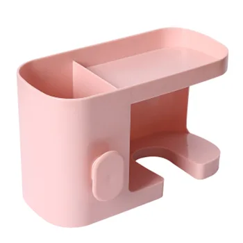 

1Pc Punch Free Bathroom Suction Cup Storage Rack Holder Bathroom Plastic Hair Dryer Wall Mount Hair Dryer Rack Square Multi-Func