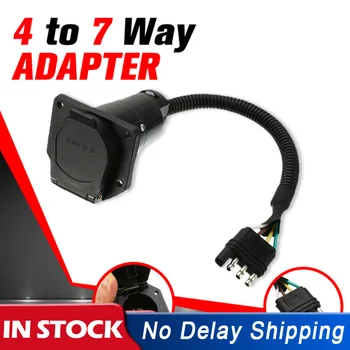 

1Pc 4 Flat Truck Trail Universal 7 Way Round Trailer Connector Light Adapter 6-24v With Mounting Bracket Reverse Plug