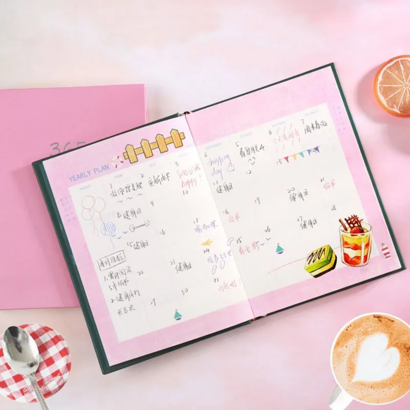 

1 Pcs Kawaii Cute Stationery Notebook 365 Planner A5 Weekly Monthly Daily Diary Planner Notebooks or Journals School Supplies