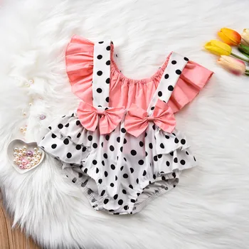 

Cute Newborn Baby Girl Clothes Set Cute Ruffle Bodysuit Sunsuit Bow Dot Overalls Shorts Cotton Sweet Baby Girl Outfit Clothing