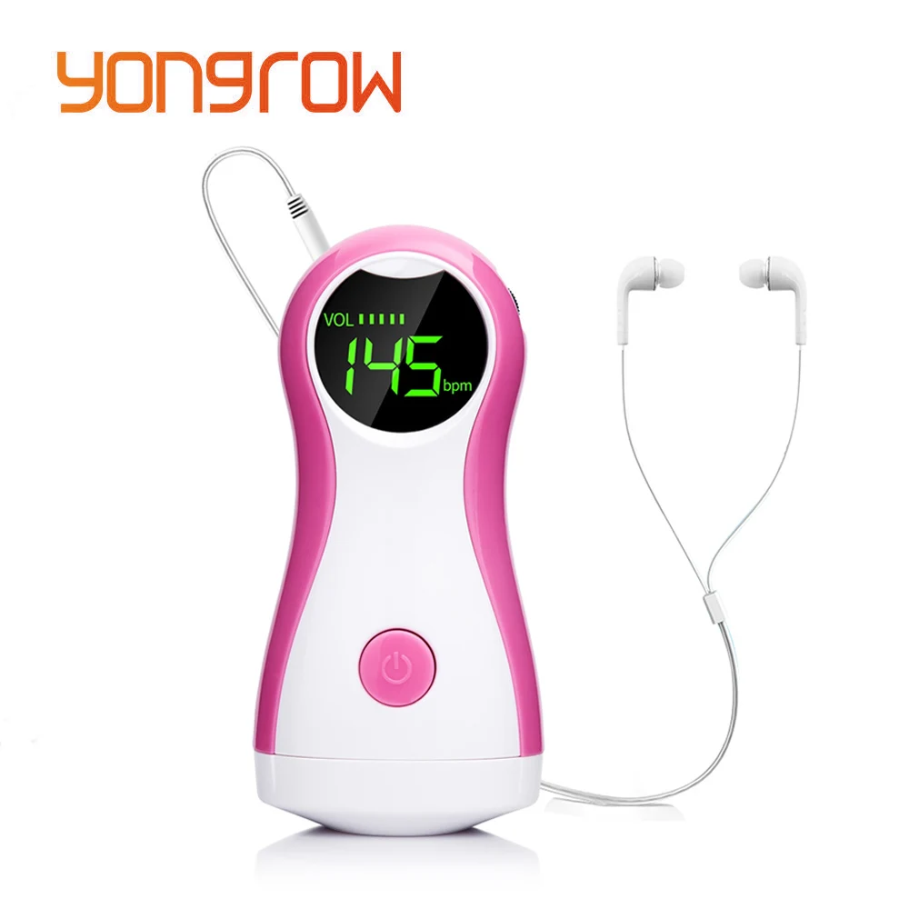 Cheap Yongrow DigitalPortable Fetal Doppler Baby Heart Rate Best Fetus Monitor CE Pocket Prenatal Vascular Beat Headset