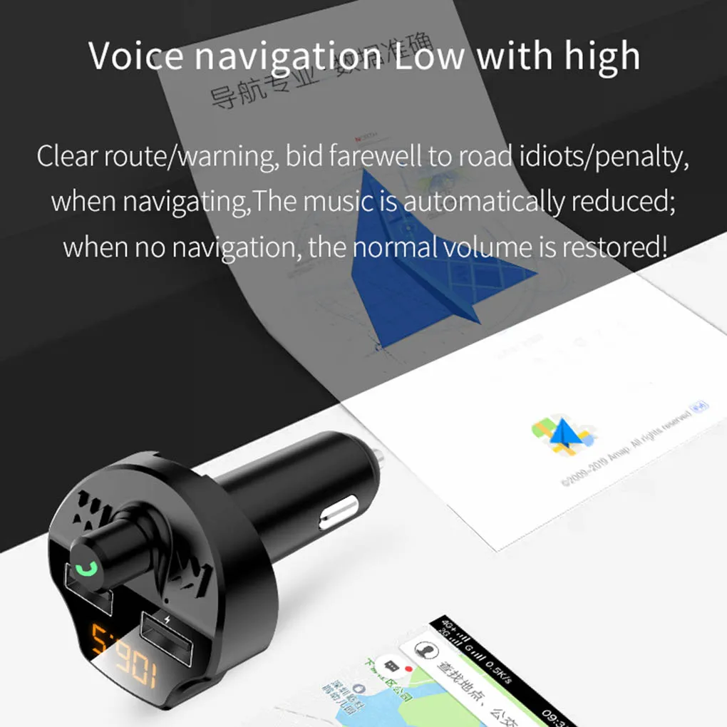 Автомобильный Bluetooth 5,0 MP3-плеер автомобильный fm-передатчик Hands-free 3.1A двойное USB быстрое зарядное устройство