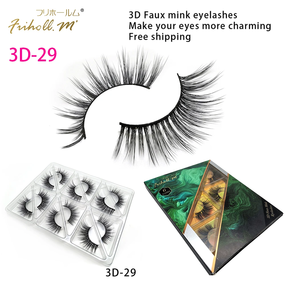 

Friholl.m Lashes 6 Pairs makeup products 5d faux mink lashes Natural volume permanent real mink 3d false eyelash
