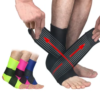 

1PC 3D Pressurized Ankle Support Basketball Volleyball Sports Gym Badminton Ankle Brace Protector with Strap Belt Elastic