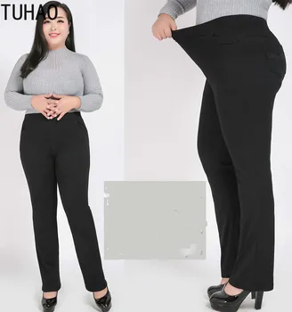 

TUHAO 2020 Spring Black Mom Jeans Plus Size 9XL 8XL 7XL 6XL High Waist Straight Pants Trousers Oversize Office Lady Jeans WM52