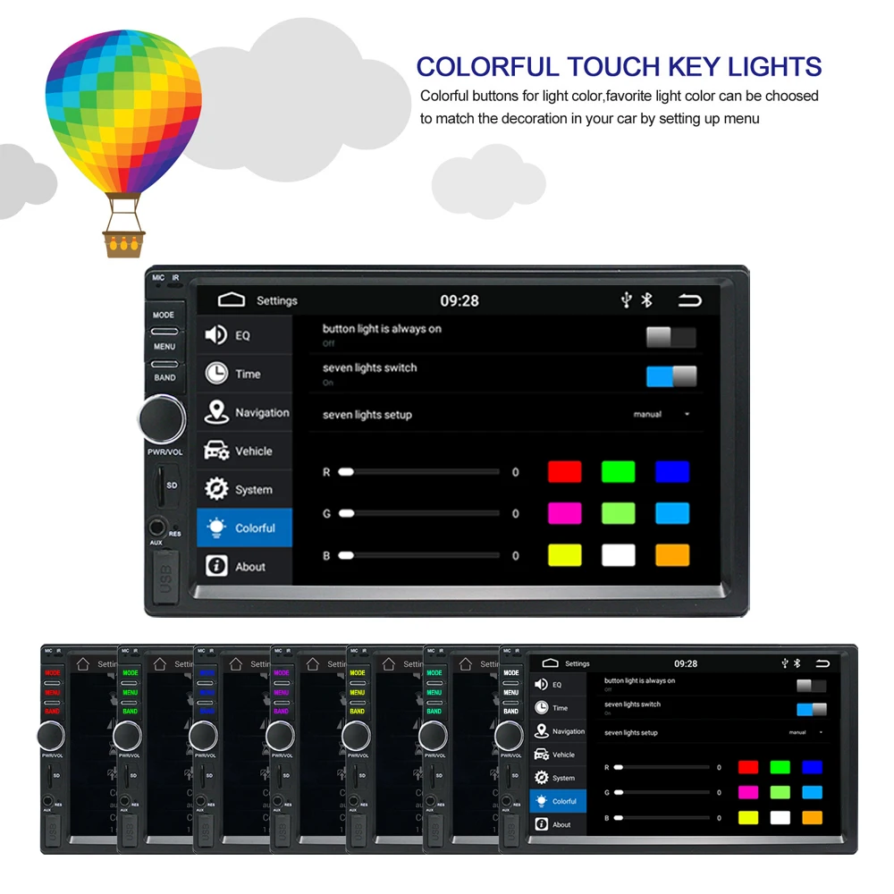 Flash Deal 2 Din Android 9 GPS Navigation Car Stereo 7" 1024*600 Touch Screen 1GB+16GB Car Radio Autoradio Wifi Bluetooth FM USB Car Audio 4