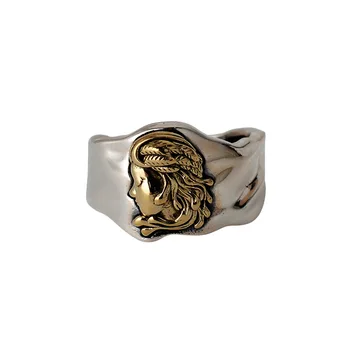

Simple Irregular Ring Women's Open Retro Avatar Ring