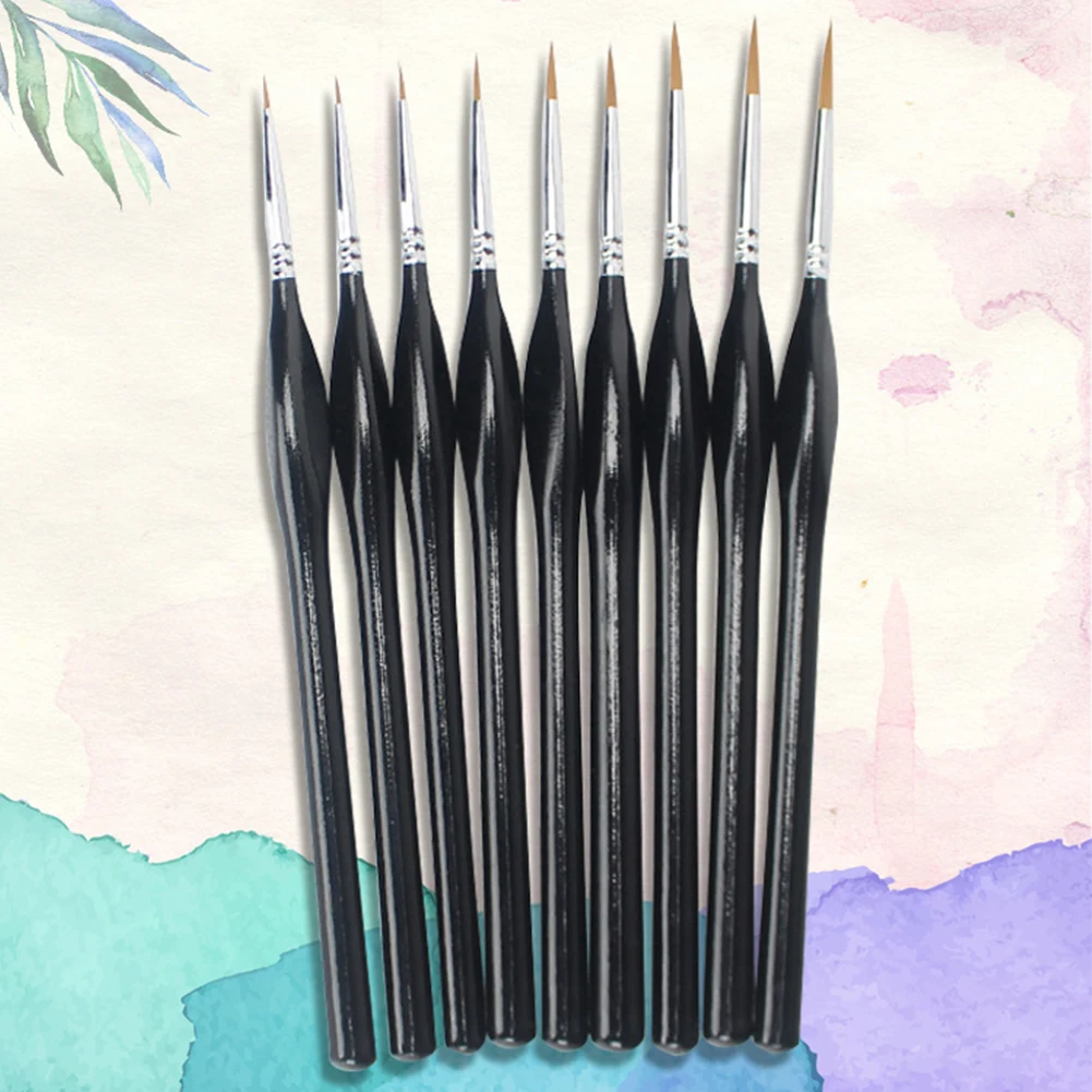 9 шт. инструмент для рисования мультфильм обучения заостренный акварельный очень тонкий наконечник художника деталь лайнер краски набор кистей аксессуары