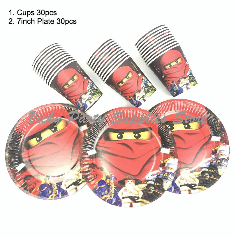 60pcs/lot Ninja Theme Kids Birthday Party Disposable Tableware Christmas Party Baby Shower Party Sets Decoration Supplies