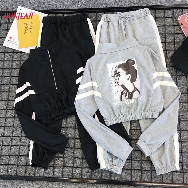 

Women Sportswear Casual Long Sleeve Gym Clothing Autumn Tracksuit Women Set Fitness Clothing Zipper Sport Clothing mujer