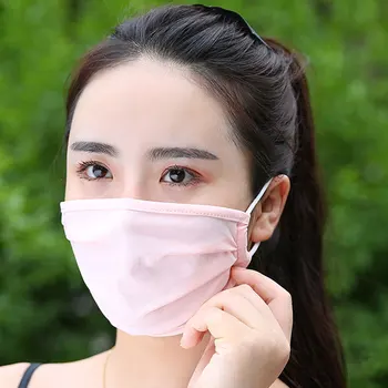 

1PC Mouth Mask Breathable Washable Reusable Summer Ice Silk Face Mouth Mask For Women Men Unisex 4 Colors Sun protection