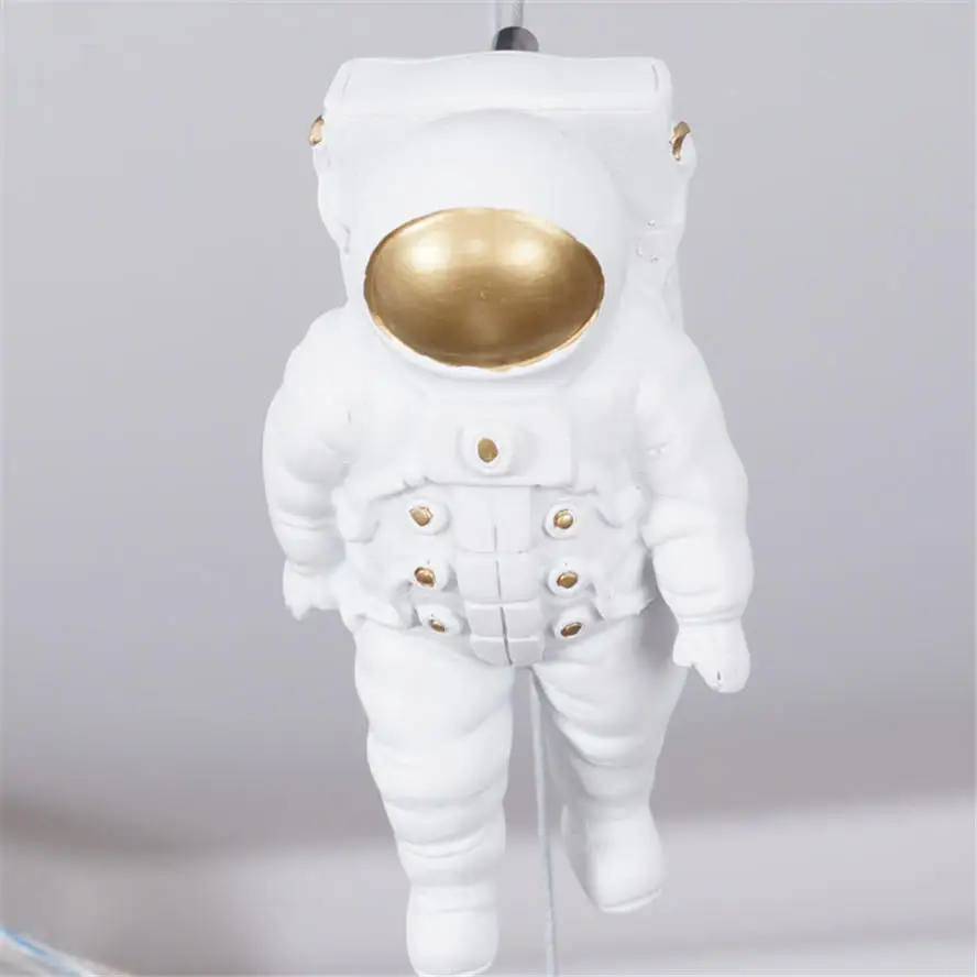 cartoon satellite astronaut led chandelier lighting for children bedroom living room personality hanging light fixtures luster