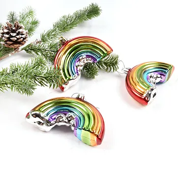 

Christmas Decorations Scene Arrangement Dress Up Ornaments Electroplating Painted Rainbow Shape Pendant Mall Hotel Charm