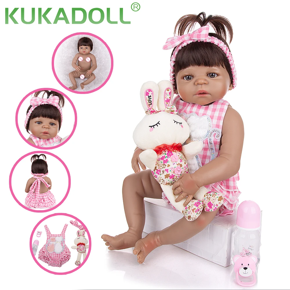 Кукла-младенец KUKADOLL 23 дюйма полностью Силиконовое тело черная кожа