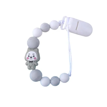 

Baby Silicone Pacifier Chain Clip Children Cartoon Bear Pacifier Beaded Chain Teether Baby Molar Gifts