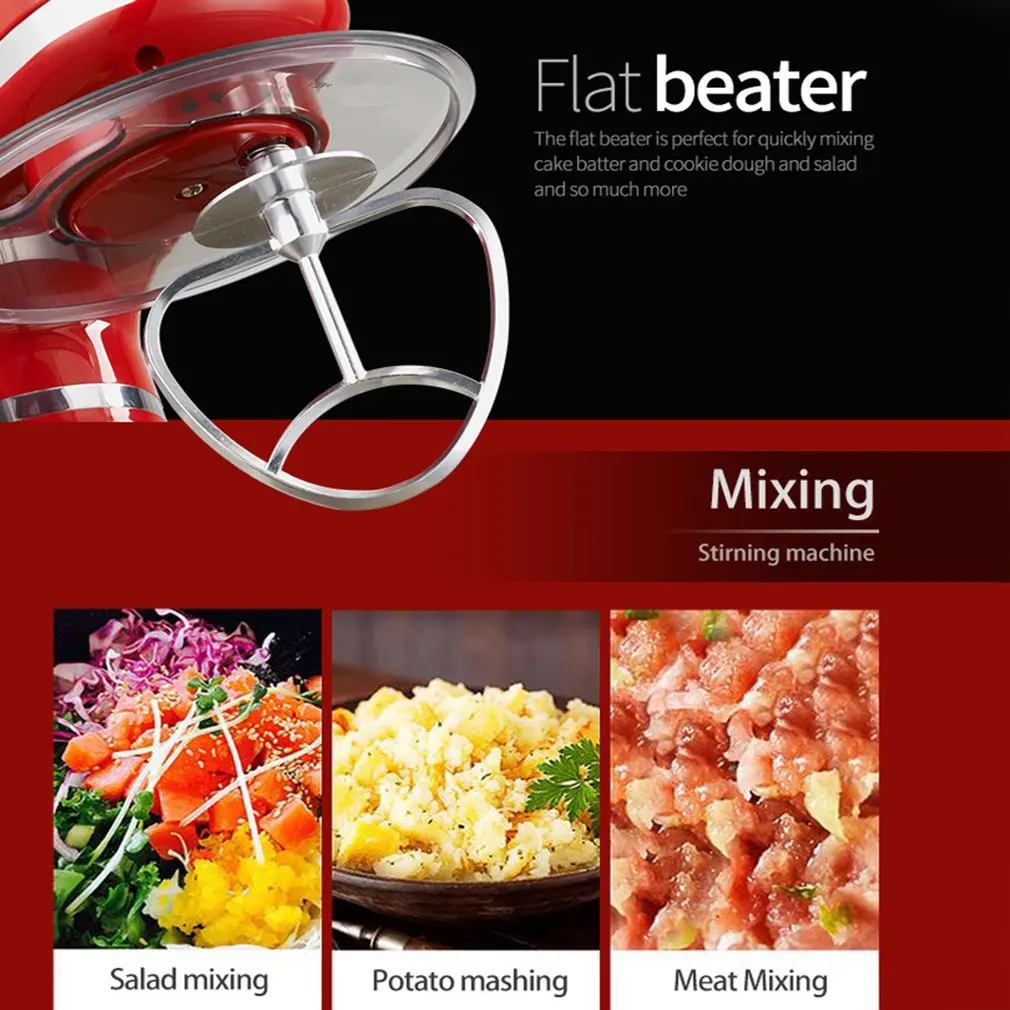 1200W 4L Stainless Steel Bowl 6-speed Kitchen Food Stand Mixer  Whisk Blender Maker Machine Led blue light 6 speeds knob
