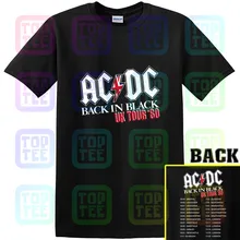 ACDC Back in Black UK Tour 1980 Мужская футболка Винтаж Рок-Группа Альбом Music Merch