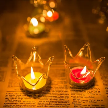 

100pcs European style Glass Crown Vase Candle Holder Home Wedding Decor Romantic Dinner Candlestick