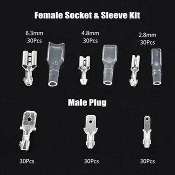 

270pcs/set Insulated Wire Connectors Female & Male Spade Crimp Terminal Connectors Set 2.8/4.8/6.3mm Assortment Kit