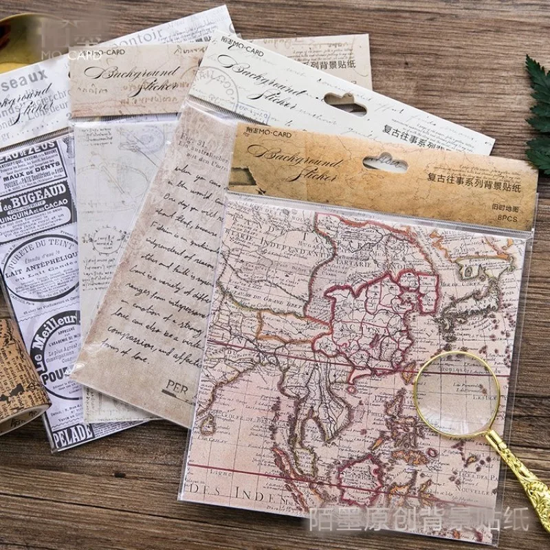 4 шаблона 8 листов в упаковке фон винтажные Стикеры наклейки для скрапбукинга