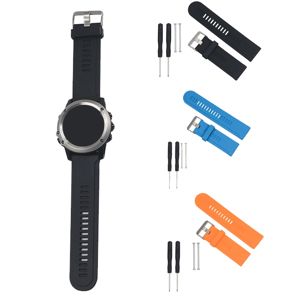 

Gosear Silicone Replacement Watch Band Wrist Strap Belt Metal Clasp for Garmin D2 D 2 Fenix 2 3 Fenix2 Fenix3 HR Quatix 3 Tactix