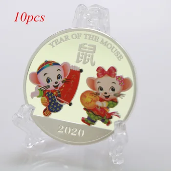 

10pcs/lot 2020 Zodiac Mouse Cartoon Silver/Gold-Plated Commemorative Coin Collection Coin Tooth Fairy of Forest Gifts