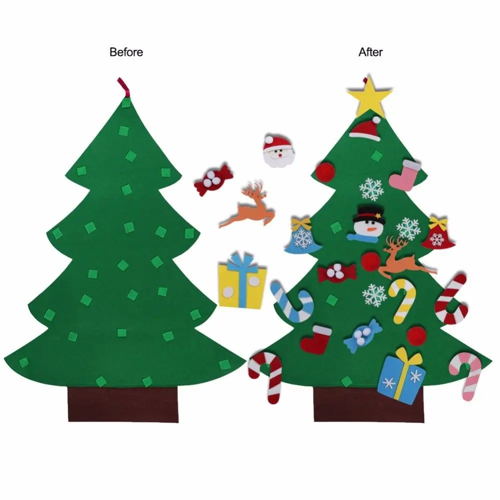 DIY войлочная Рождественская елка, настенная подвесная игрушка, съемное творчество "сделай сам", Наклейки на дверь дома, декорация Рождественский подарок для малышей