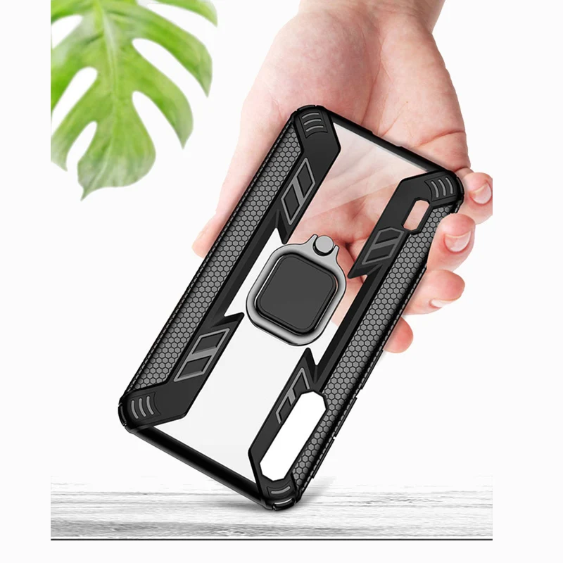 

Transparent Armor Case For Xiaomi Mi 9 8 Lite 9T Note10 CC9 Pro A3 Car Ring Holder Clear Covers Xiaomi Redmi Note 8T 8 7 K20 Pro