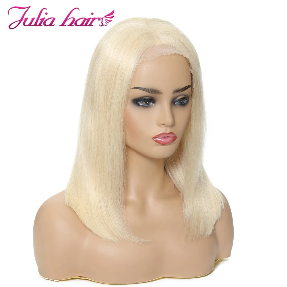 Blonde Bob Lace Front Human Hair Wigs Straight Brazilian Remy 613 Yellow Pink Green 13x4 Lace Front Short Bob Wig Pre Plucked (18)